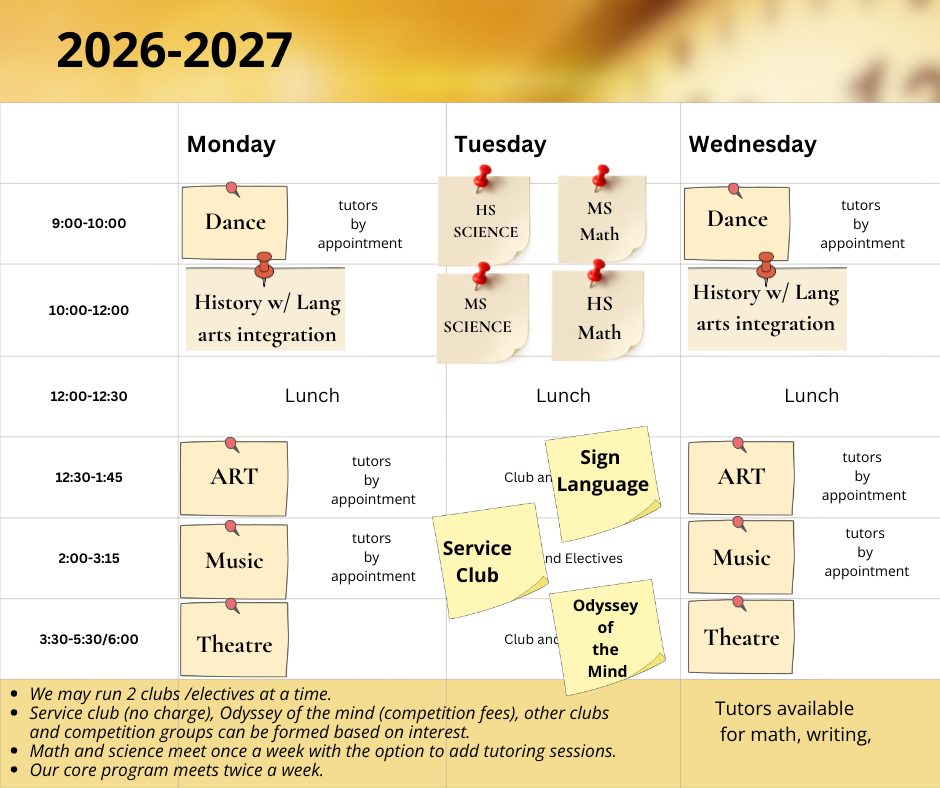 School Calendar for the 2026-2027 school year