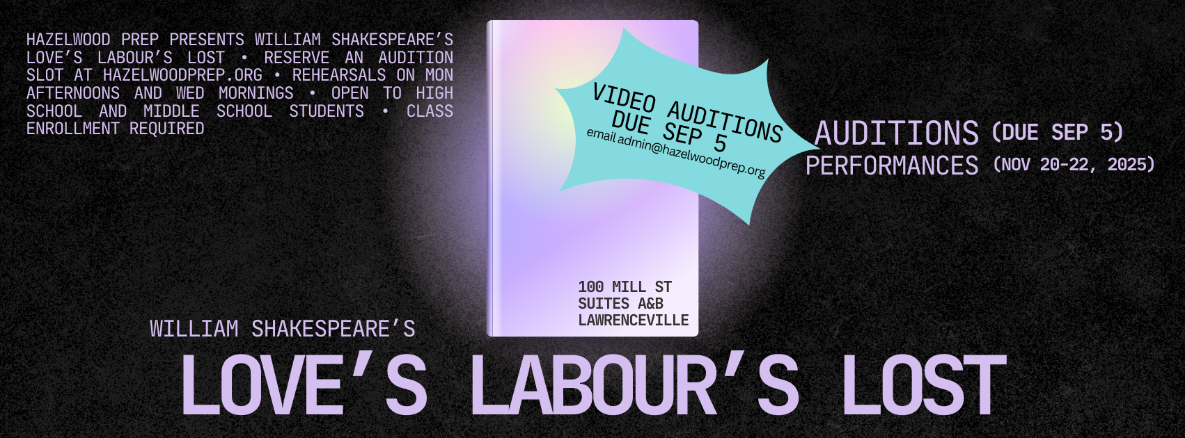 Middle and High school student auditions for Love's Labour's Lost in Gwinnett County Georgia